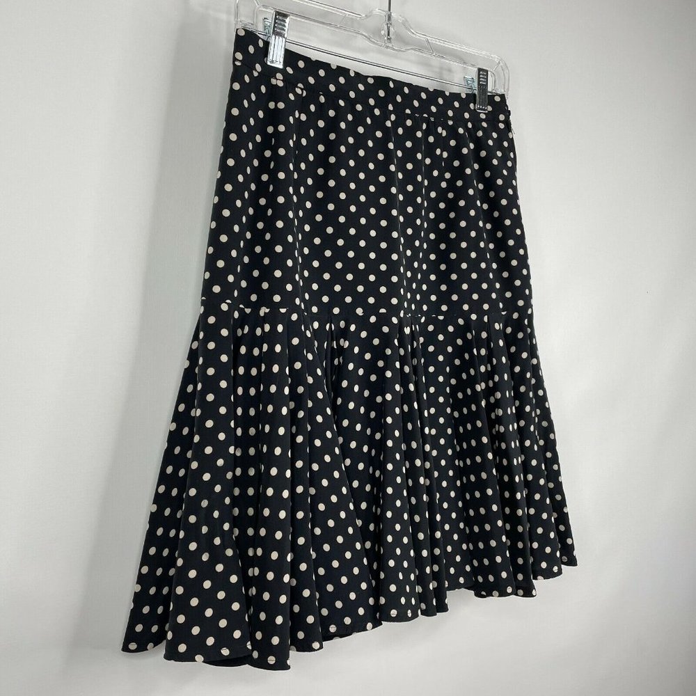Valentino Black and Cream Polka Dot A-Line Skirt - Picture 2 of 5